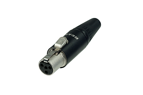 Neutrik RT4FC-B, Mini XLR, Кабельный, 4-х контактный кабельный разъем female TINY XLR  с черненым корпусом и контактами с золо 301-619-428