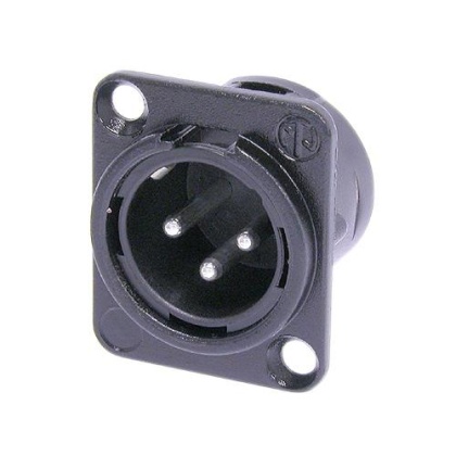 Neutrik NC3MD-L-BAG-1, XLR, Панельный, 3-х контактный панельный разъем male с черненым корпусом и контактами с серебряным покрытием.